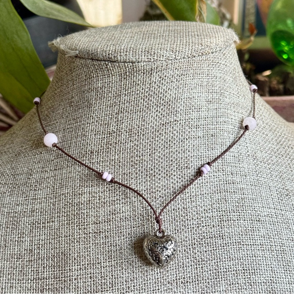 Beaded Heart Charm Necklace